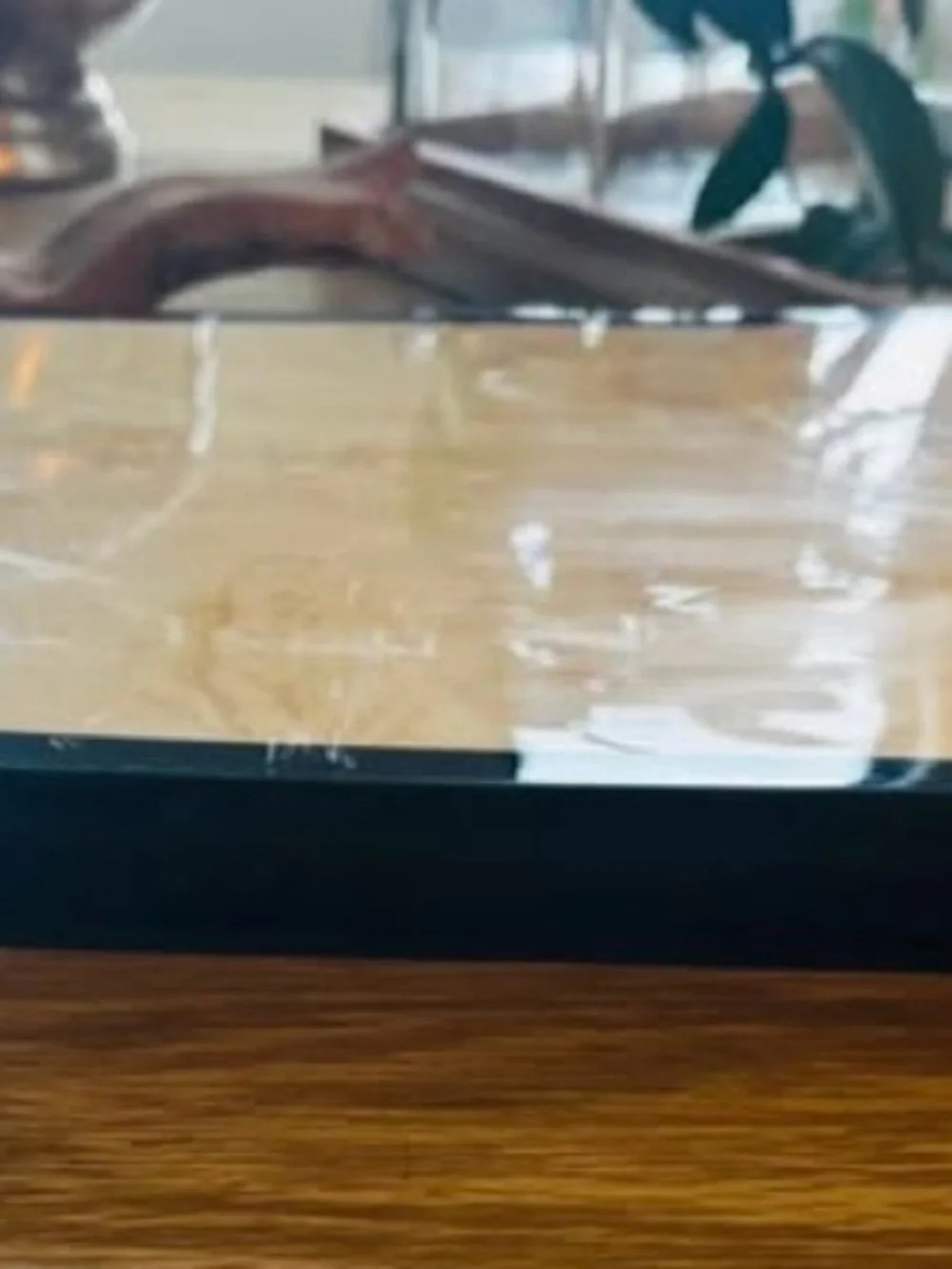 La Rebelde Lacquered Burled Wood Sushi Tray with Black Frame
